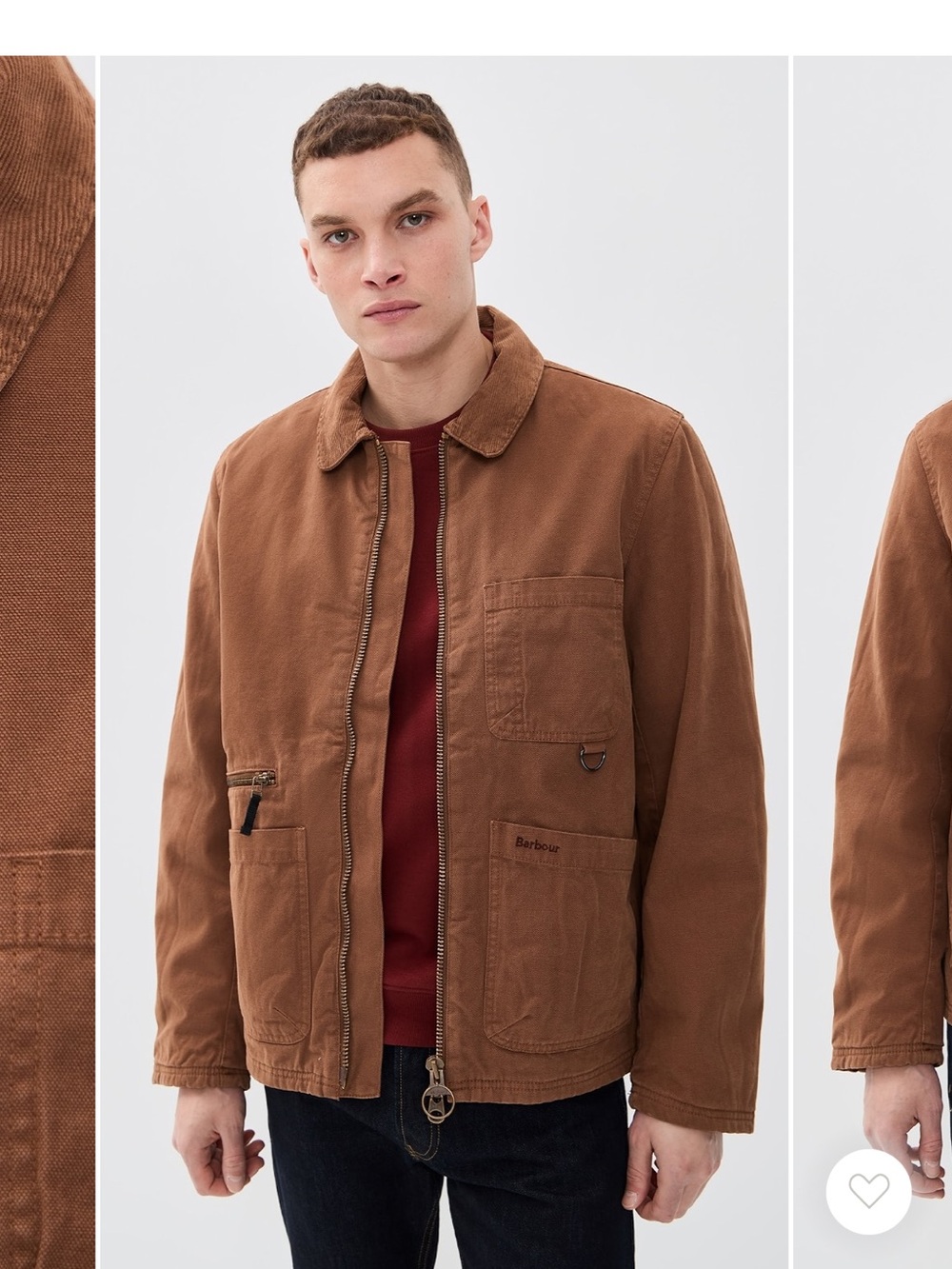New! NWT Barbour Small Mens Workwear Cove Utility Casual Jacket Cotton Brown
